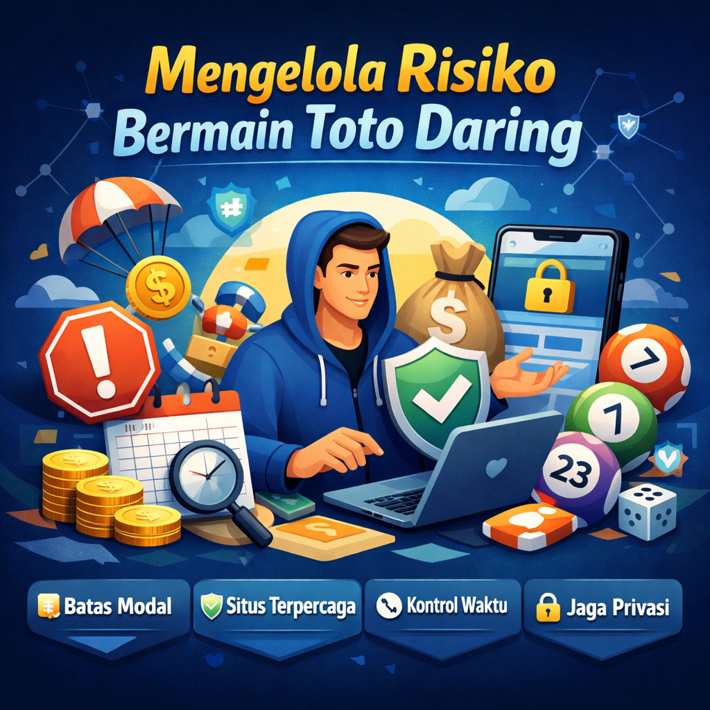 Kelola risiko toto daring dengan aman: tetapkan batas modal dan waktu, pahami jenis taruhan, jaga data akun, hindari kejar kalah, dan tetap kontrol emosi.