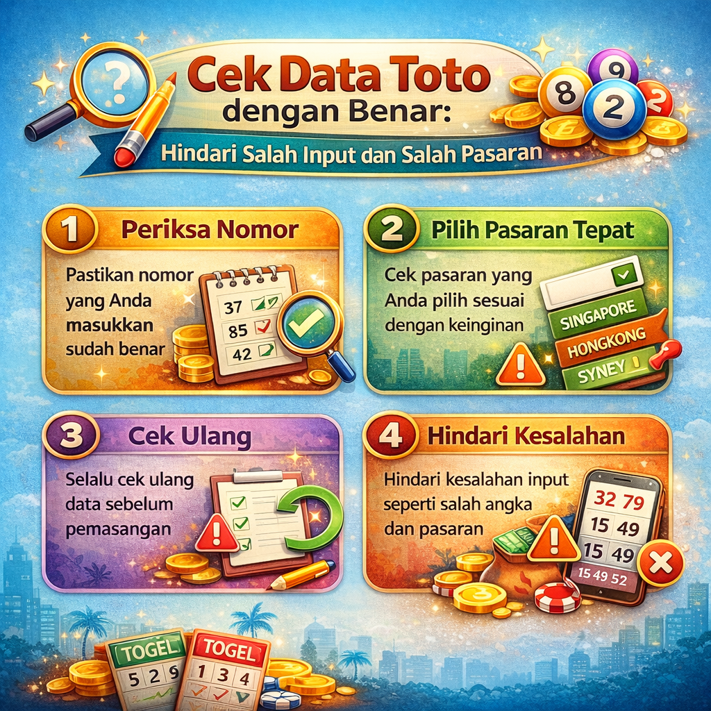 Cek Data Toto dengan Benar: Hindari Salah Input dan Salah Pasaran: Panduan singkat cek format angka, pasaran, jam result, dan verifikasi sumber agar input rapi dan minim salah.