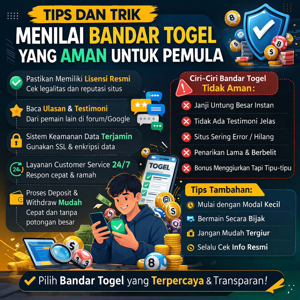 Simak tips dan trik menilai bandar togel yang aman untuk pemula, lengkap dengan pembahasan ringan agar tidak salah memilih layanan.